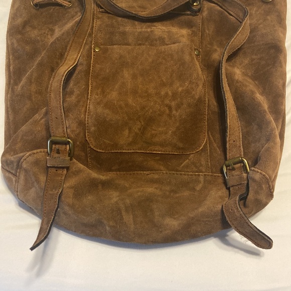 Patricia Nash Casape Backpack in Burnished Suede Cognac, braided trim, durable main image 9